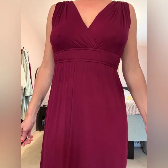 Loft V neck/ back soft flowy dress size Small - Picture 3 of 6